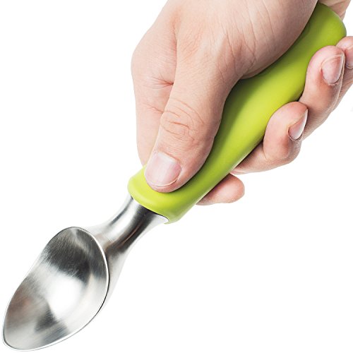0602003977114 - ICE CREAM SCOOP BY SUMO - SOLID STAINLESS STEEL - NON-SLIP RUBBER GRIP - DISHWASHER SAFE & LIFETIME GUARANTEE - GREEN
