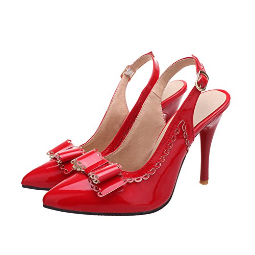 0602035234261 - SUMMER SWEET BUTTERFLY KNOT SLINGBACKS PUMPS POINTED TOE THIN HEELS PARTY SHOES WOMAN RED 5