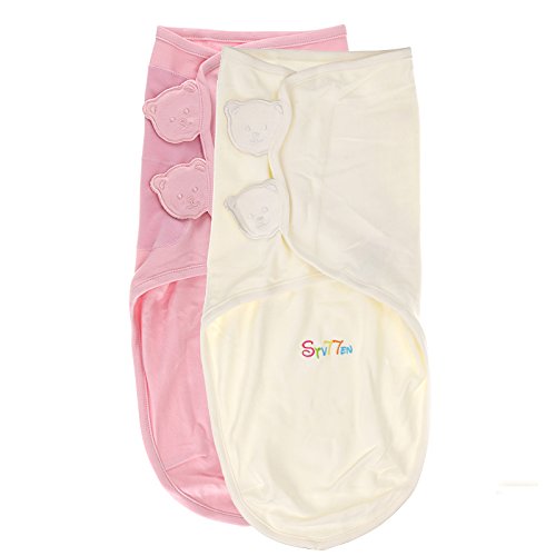 0602252046982 - GENERIC 100% COTTON SWADDLEME ADJUSTABLE INFANT WRAP, SPORTS, 2 COUNT (WHITE+PINK)
