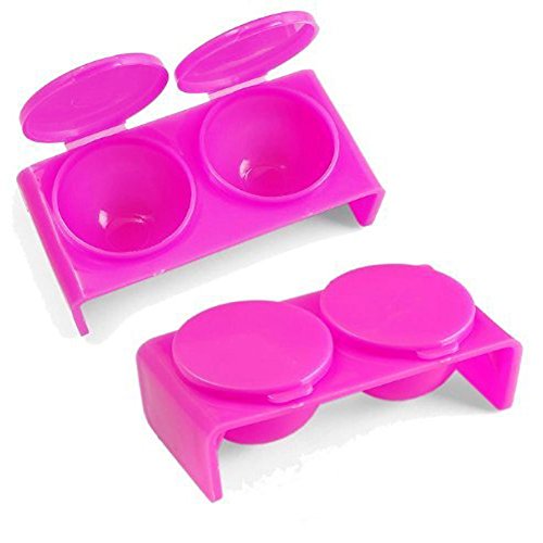 0602253064701 - GENERIC 2 PCS ACRYLIC NAIL ART PLASTIC DOUBLE DAPPEN DISH WITH COVER - PINK