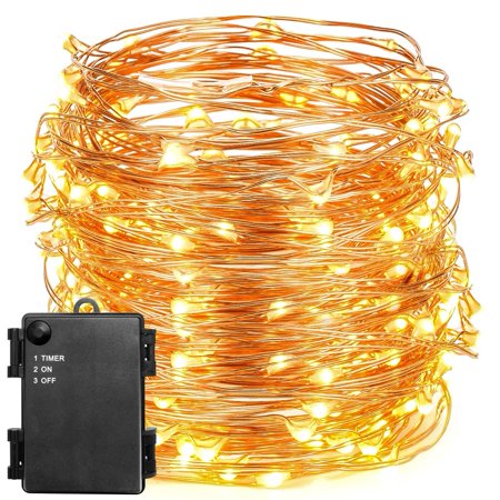 0602310180849 - LED STRING LIGHTS,120 LED OUTDOOR INDOOR STARRY STRING LIGHTS, WATERPROOF COPPER WIRE LIGHTS FOR CHRISTMAS FESTIVAL GARDENS PARTY DECOR(6M,WARM WHITE) 2XC BATTERIES POWERED