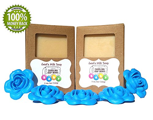 0602401824041 - BEST ALL-NATURAL & ORGANIC HANDMADE UNSCENTED GOAT MILK SOAP FOR BABIES, TODDLERS & CHILDREN, GREAT FOR MOISTURIZING AND HEALING DRY SKIN, LONG LASTING, (2 PACK- 5.0 OZ/BAR) FREE TEETHING NECKLACE
