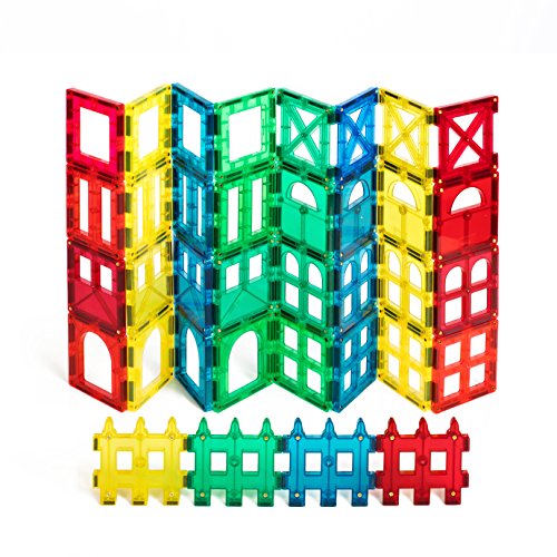 0602401930421 - AWARD WINNING SHAPE MAGS 36 PIECES CLEAR TRANSPERENT COLORS JUST 3X3 SQUARES 9 DIFFERENT DESIGNS, COMPATIBLE WITH MAGNA TILES AND OTHER BRANDS