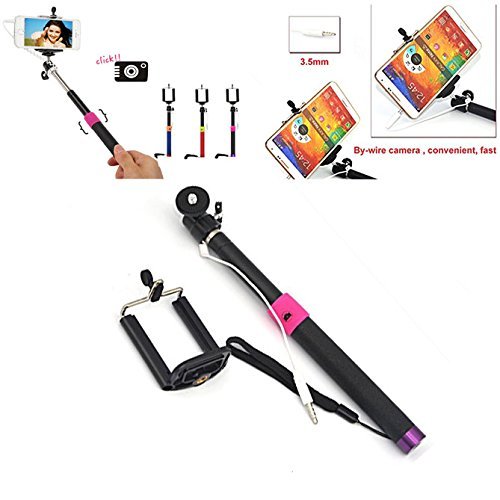 0602447516566 - KIM NEW EXTENDABLE CABLE TAKE POLE (NO NEED BLUETOOTH AND BATTERY)SELFIE HANDHELD STICK MONOPOD WITH SHUTTER REMOTE CONTROL SHAFT FOR FOR IPHONE , SAMSUNG GALAXY , BLACKBERRY, HTC, SONY, LG (BLUE)