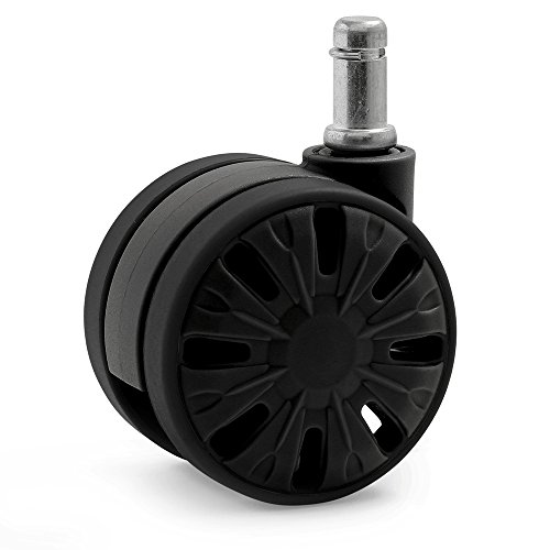 0602464648370 - KATU F1BUB65-23 OFFICE CHAIR CASTER WHEELS RUBBER PU LARGE 65MM (2 9/16) IDEAL FOR HARDWOOD FLOORS AND CARPETS SMOOTHNESS AND QUIETNESS 5 YEARS WARRANTY - 5 UNIT/PACK (BLACK) - BEST QUALITY GUARANTEE!