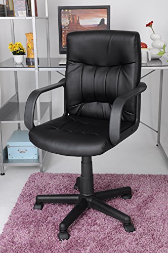 0602519700046 - NRFI MID-BACK BLACK SOFT PU LEATHER EXECUTIVE OFFICE CHAIR WITH ARM MODERN NEW DESIGN