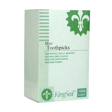 0602571770902 - KINGSEAL 2.5 INCH INDIVIDUALLY CELLO WRAPPED MINT FLAVOR TOOTHPICKS - 4 PACK/1000 PER PACK, MINT