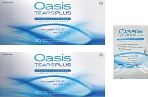 0602573184868 - 65 VIALS OASIS TEARS PLUS PRESERVATIVE-FREE LUBRICANT EYE DROPS (2 BOXES, 30 VIALS EACH AND ONE 5 VIAL PACKET)