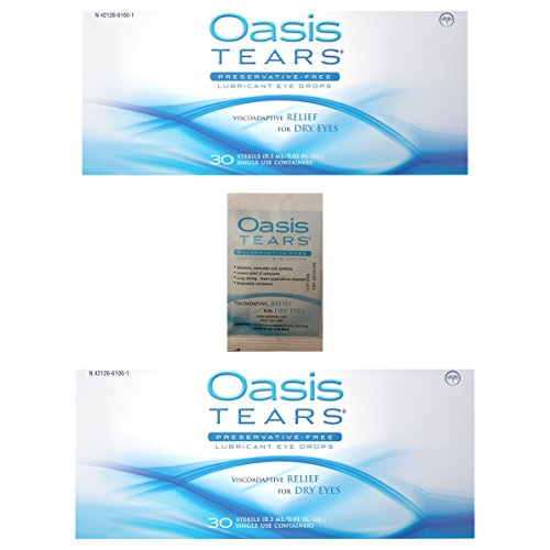 0602573295106 - 65 VIALS OASIS TEARS PRESERVATIVE-FREE LUBRICANT EYE DROPS (2 BOXES, 30 VIALS EACH AND ONE 5 VIAL PACKET)