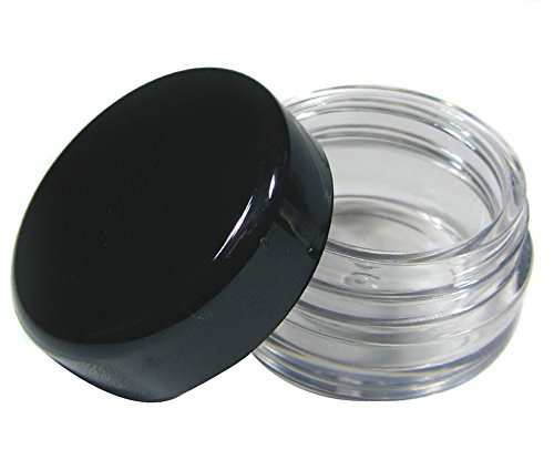 0602596103853 - GERERIC 3 GRAM BLACK PLASTIC EMPTY COSMETIC STORAGE CONTAINERS TRAVE SIZE FACE MAKE UP CREAM SAMPLE POT JARS POWDER EYSHADOW CONTAINER LOT/NAIL POLISH BOTTLES (100 PCS)