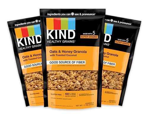 0602652172281 - KIND HEALTHY GRAINS GRANOLA CLUSTERS, OATS AND HONEY WITH TOASTED COCONUT, 11 OUNCE BAGS, 3 COUNT