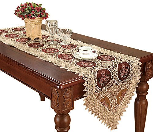 0602716910217 - VINTAGE LACE TABLE RUNNER EMBROIDERED REMINISCENT OF PANSIES 16*78 INCH LONG