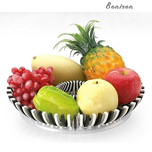 0602731213591 - BOON FRUIT PLATES-SHATTER PROOF FRUIT TRAY PLATTER DIY COMPOTE - TOUGH ABS PLASTIC FRUIT BOWL - MAKE BEAUTIFUL FRUIT ARRANGEMENTS - FRUIT TRAYS FOR PARTIES, WEDDINGS, BABY SHOWERS BLACK & WHITE