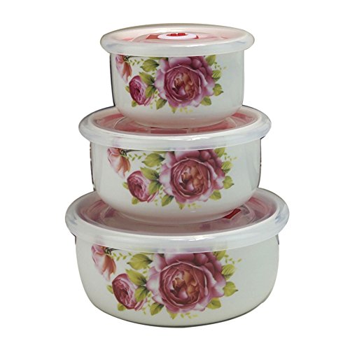 0602815172615 - MICROWAVE CERAMIC THE DIFFERENT SIZE FRESH BOWLS WITH LID DECAL PATTERN CHAMPAGNE ROSE