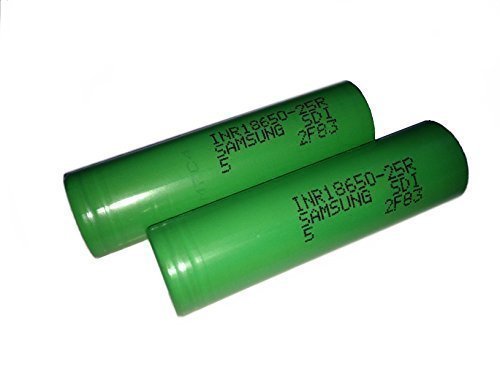 0602815545549 - 2 SAMSUNG INR18650-25R 18650 2500MAH 3.6V RECHARGEABLE FLAT TOP BATTERIES (BLUE/GREEN ASSORTED)