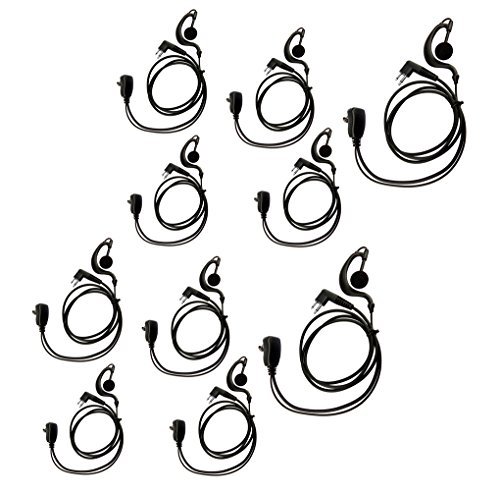 0602815604352 - ARAMA A100M01 G SHAPE SOFT EAR HOOK EARPIECE HEADSET WITH PUSH TO TALK AND MICROPHONE FOR MOTOROLA COBRA TALKABOUT DUAL PIN 2 WAY RADIO(10XPACK)