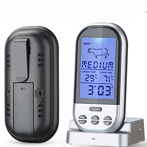 6028265020858 - CONVOY®WIRELESS MEAT THERMOMETER GRILL THERMOMETER,DIGITAL BARBECUE THERMOMETER FOR BBQ,STAINLESS STEEL PROBE, UP TO 65-FEET RANGE WITH LARGE LCD DISPLAY SCREEN / COUNTDOWN TIMER
