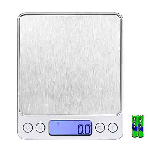 0602938059558 - WAOAW 3000G/0.1G DIGITAL POCKET STAINLESS KITCHEN FOOD SCALE, 0.01OZ RESOLUTION