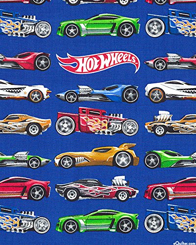 6029540288574 - MATTEL CARS IN A LANE HOT WHEELS NAVY BLUE 100% COTTON FABRIC (GREAT FOR QUILTING, SEWING, CRAFT PROJECTS, & MORE) 1/2 YARD X 44