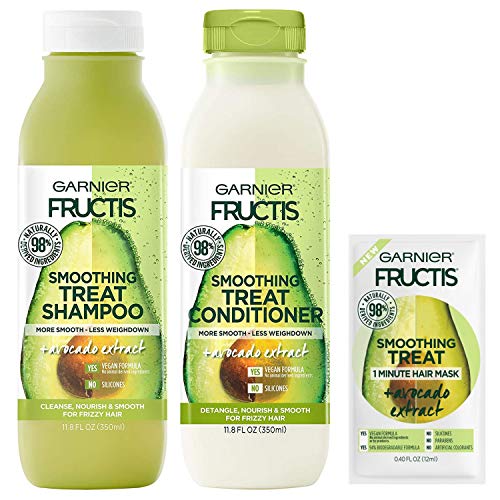 0603084066001 - GARNIER HAIRCARE FRUCTIS SMOOTHING TREAT SHAMPOO AND CONDITIONER, 98 PERCENT NATURALLY DERIVED INGREDIENTS, AVOCADO, FRIZZY HAIR, W/MASK SAMPLE, 1 KIT (PACKAGING MAY VARY)