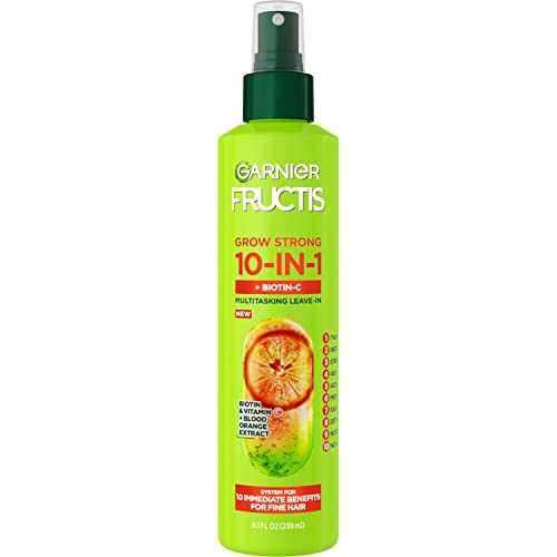 0603084078592 - GARNIER FRUCTIS GROW STRONG THICKENING 10-IN-1 SPRAY TO HELP THICKEN, PROTECT AND STRENGTHEN FINE AND THIN HAIR, VEGAN HAIR CARE 8.1 FL OZ