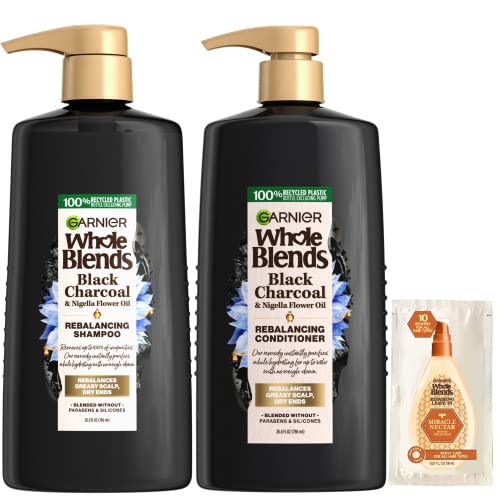 0603084084357 - GARNIER WHOLE BLENDS BLACK CHARCOAL AND NIGELLA FLOWER OIL HAIR CARE SET, HYDRATING VEGAN HAIR CARE, PARABEN-FREE, SILICONE-FREE, 1 KIT