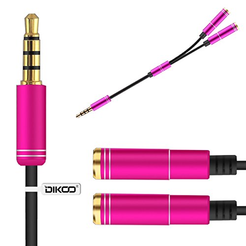 0603097431520 - DIKOO UNIVERSAL HEADPHONE SPLITTER JACK,3.5MM MALE TO FEMALE Y SPLITTER AUDIO CABLE FOR IPHONE 7 6S 6 5S 5 IPAD SAMSUNG HTC LG SONY TABLET PC MP3 PLAYERS (ROSE RED)