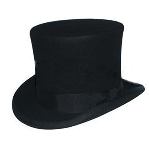 0603161621567 - WANTING MEN'S 100% WOOL VICTORIAN MAD HATTER TOP HAT VIVI MAGIC HAT PERFORMING CAP BLACK