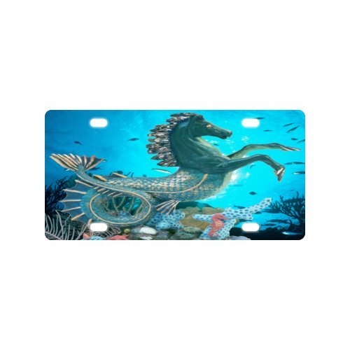 6031621471188 - 12 X 6 METAL LICENSE PLATE FOR CAR WITH BEAUTIFUL SEAHORSE UNDERWATER ANIMAL DEEP SEA OCEAN HORSE DESIGN SALE FOR CHEAP,CAR TAG