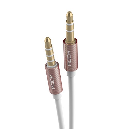 0603338252969 - ROCK STYLISH 3.5MM MULTIFUNCTIONAL AUDIO CABLE FOR AUX DEVICES, IN-LINE CONTROL, TANGLE-FREE, HIGH FLEXIBILITY (ROSE GOLD)