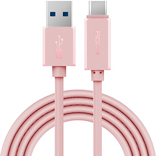 0603338253416 - ROCK USB 3.0 TYPE-C 3A FAST CHARGING CABLE - 3.28 FEET (1 METER) SUPPORTS XIAOMI 5, ONEPLUS 2, NEW MACBOOK, GOOGLE NEXUS 5X 6P AND OTHER TYPE C DEVICES (ROSE PINK)