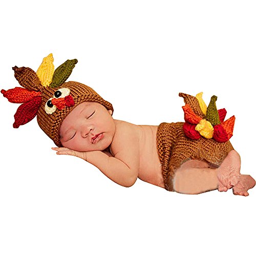 0603338254772 - KOOKU PHOTOGRAPHY PROP BABY INFANT COSTUME TURKEY CROCHET KNITTED HAT DIAPER