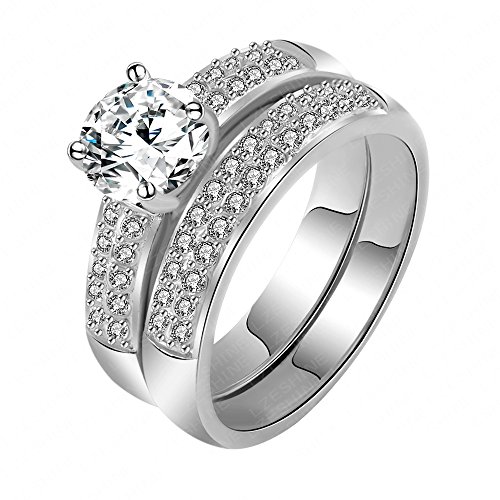 6033620703284 - THE NEW STYLE OF THE PLATINUM GOLD RING INLAID WITH DIAMOND ENGAGEMENT RINGS 0110-B (US 7)