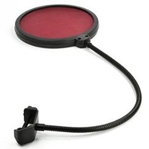 6034096669487 - GENERIC NEW OFFER (RED) STUDIO MICROPHONE MIC WIND SCREEN POP FILTER/ SWIVEL MOUNT, 360° FLEXIBLE GOOSENECK HOLDER - BLACK DUAL LAYER FABRIC MESH MICROPHONE GUARD SHIELD, QUALITY FLEXIBLE 13 CARBON STEEL GOOSENECK AND ADJUSTABLE CLAMP(RED FILTER)