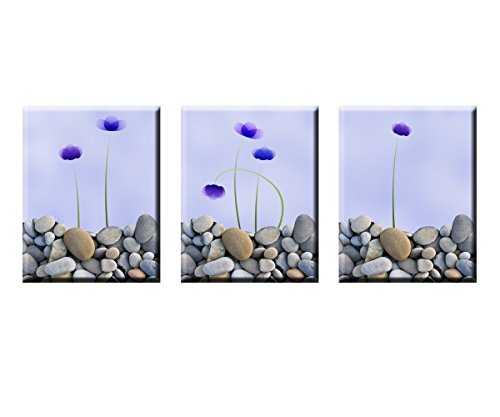 0603501395424 - SHERRYSHINE MODERN ABSTRACT WALL ART PAINTING ON CANVAS NEW STYLE ! 3 PCS FRAMED WITH WOODEN THE STONE FLOWER(40CM60CM)