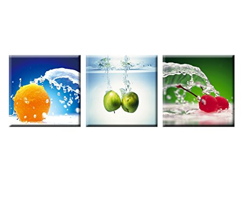 0603501395516 - SHERRYSHINE ART DECO MODERN ABSTRACT WALL ART PAINTING ON CANVAS WITH WOODEN FRAME ABSTRACT WATER FRUIT（50CM50CM）