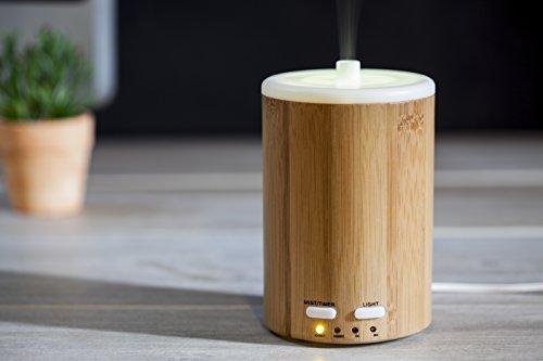 0603658999704 - REAL BAMBOO WOOD MIST HUMIDIFIER + AROMA DIFFUSER-6 COLOR COZY LED LIGHTS, AROMATHERAPY ESSENTIAL OIL DIFFUSER PORTABLE ULTRASONIC COOL MIST AROMA HUMIDIFIER WITH COLOR LED LIGHTS BY WASSERSTEIN
