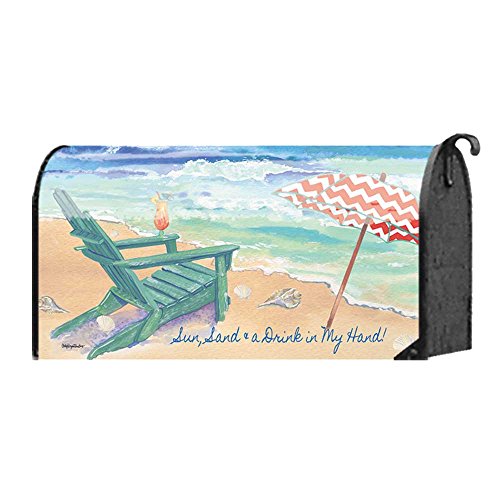 0603799120012 - SUN, SAND AND A DRINK IN MY HAND ADIRONDACK CHAIR 22 X 18 STANDARD SIZE MAILBOX COVER