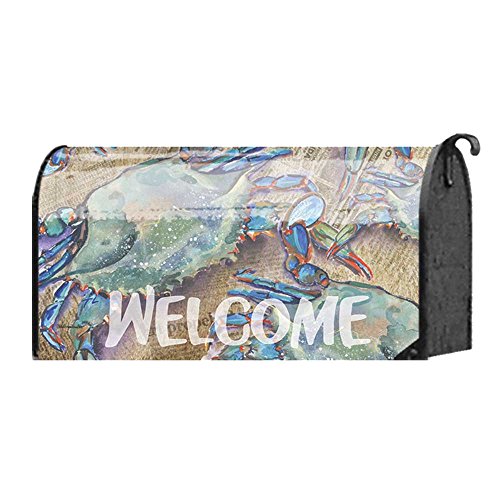 0603799120029 - WELCOME BLUE CRABS ON NEWSPAPER 22 X 18 STANDARD SIZE MAILBOX COVER