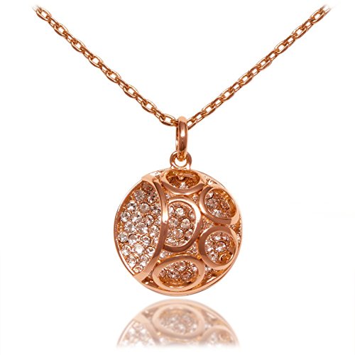 0603803698049 - WOMEN'S 18K ROSE GOLD PLATED NECKLACE WITH PAVED OPEN BALL PENDANT