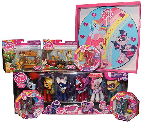 0603895748622 - MY LITTLE PONY SUPER BUNDLE GIFT SET - EXCLUSIVE POWER PONIES, MLP CORDLESS WOOD WALL CLOCK, 3 CUTIE MARK MAGIC WATER CUTIES, AND 2 SCENE PACKS: SUPER SPEEDY SQUEEZY AND SWEET APPLE JUICE STAND