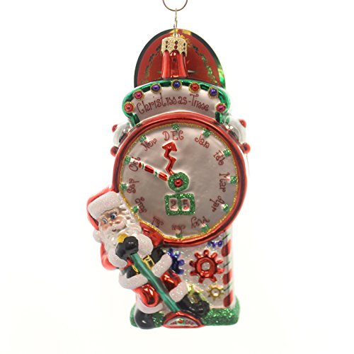 0604310319755 - CHRISTOPHER RADKO TIME STOPPING SURPRISE SANTA CLAUS AND CLOCK CHRISTMAS ORNAMENT
