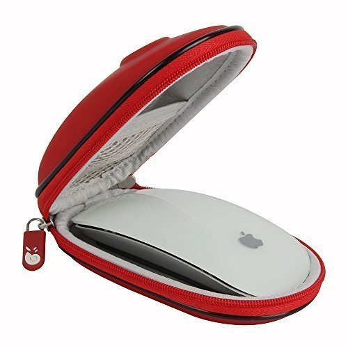 6044202480332 - HERMITSHELL HARD EVA STORAGE CARRYING CASE BAG FOR APPLE MAGIC MOUSE (I AND II 2ND GEN) AND CARABINER (RED)