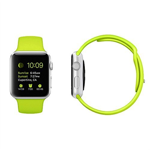 6044825942491 - WIDELAND SPORTS SOFT RUBBER WATCH BAND STRAP WITH METAL CLASP ADAPTER FOR APPLE WATCH 38MM - GREEN
