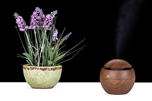 0604697978682 - CLASSIC DARK WOOD MIST HUMIDIFIER + AROMA DIFFUSER-6 COLOR COZY LED LIGHTS, AROMATHERAPY ESSENTIAL OIL DIFFUSER PORTABLE ULTRASONIC COOL MIST AROMA HUMIDIFIER WITH COLOR LED LIGHTS BY WASSERSTEIN
