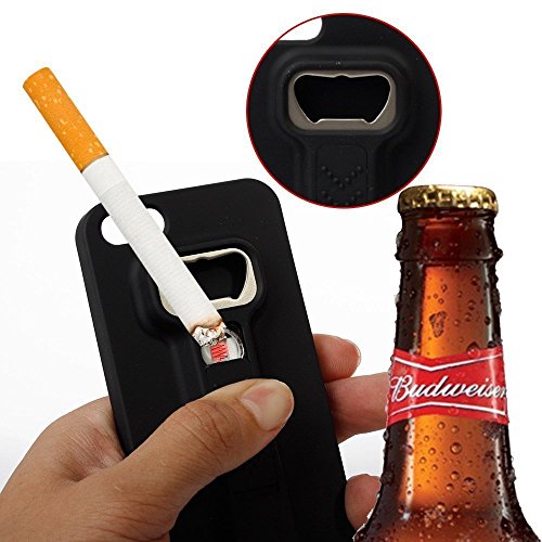 0604697978729 - IPHONE 6/6S CASE- THE SWISS ARMY KNIFE OF IPHONE CASES - MULTI-FUNCTIONAL CIGARETTE LIGHTER COVER FOR IPHONE 6/6S BUILT-IN CIGARETTE LIGHTER/BOTTLE OPENER - BY WASSERSTEIN (BLACK)