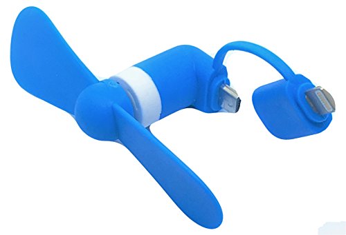 0604716169626 - 2 IN 1 CELL PHONE FAN FOR IPHONE AND ANDROID (BLUE)