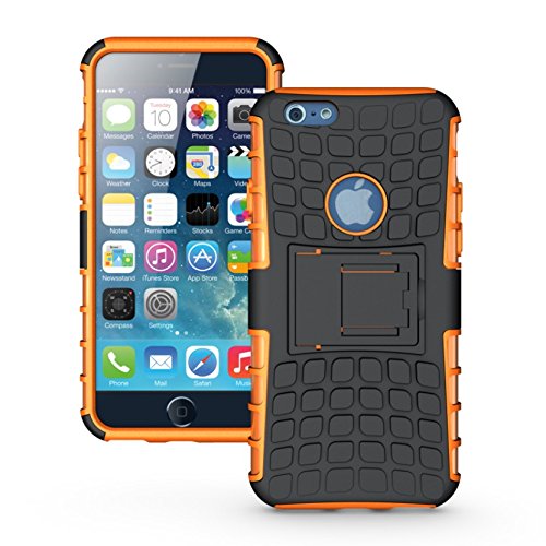 0604753151295 - IPHONE 6 6S CASE BY CABLE AND CASE 4.7 INCH TOUGH DUAL LAYER 2 IN 1 RUGGED RUBBER HYBRID HARD/SOFT DROP IMPACT RESISTANT PROTECTIVE COVER DESIGNED AND SHIPPED FROM THE U.S.A. (ORANGE)