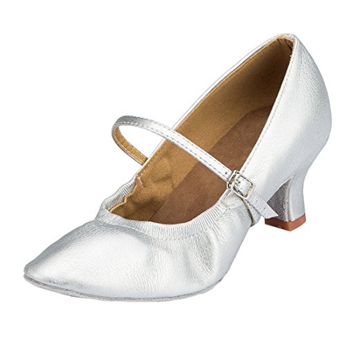 6048039124896 - TDA WOMEN'S MARY JANES BUCKLE ELASTIC POINTED TOE LOW HEEL WHITE LATIN DANCE SHOES 9 M US
