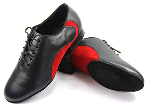 6048039129853 - TDA MEN'S SIMPLE HOT LEATHER BLACK/RED LACE UP DANCE SHOES WEDDING SHOES 10 M US